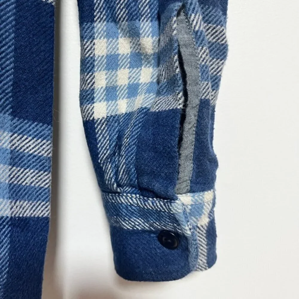 Wallace & Barnes Blue Plaid Flannel Shirt – Size S – 100% Cotton